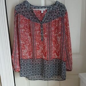 Charter Club Red and Blue Paisley Blouse